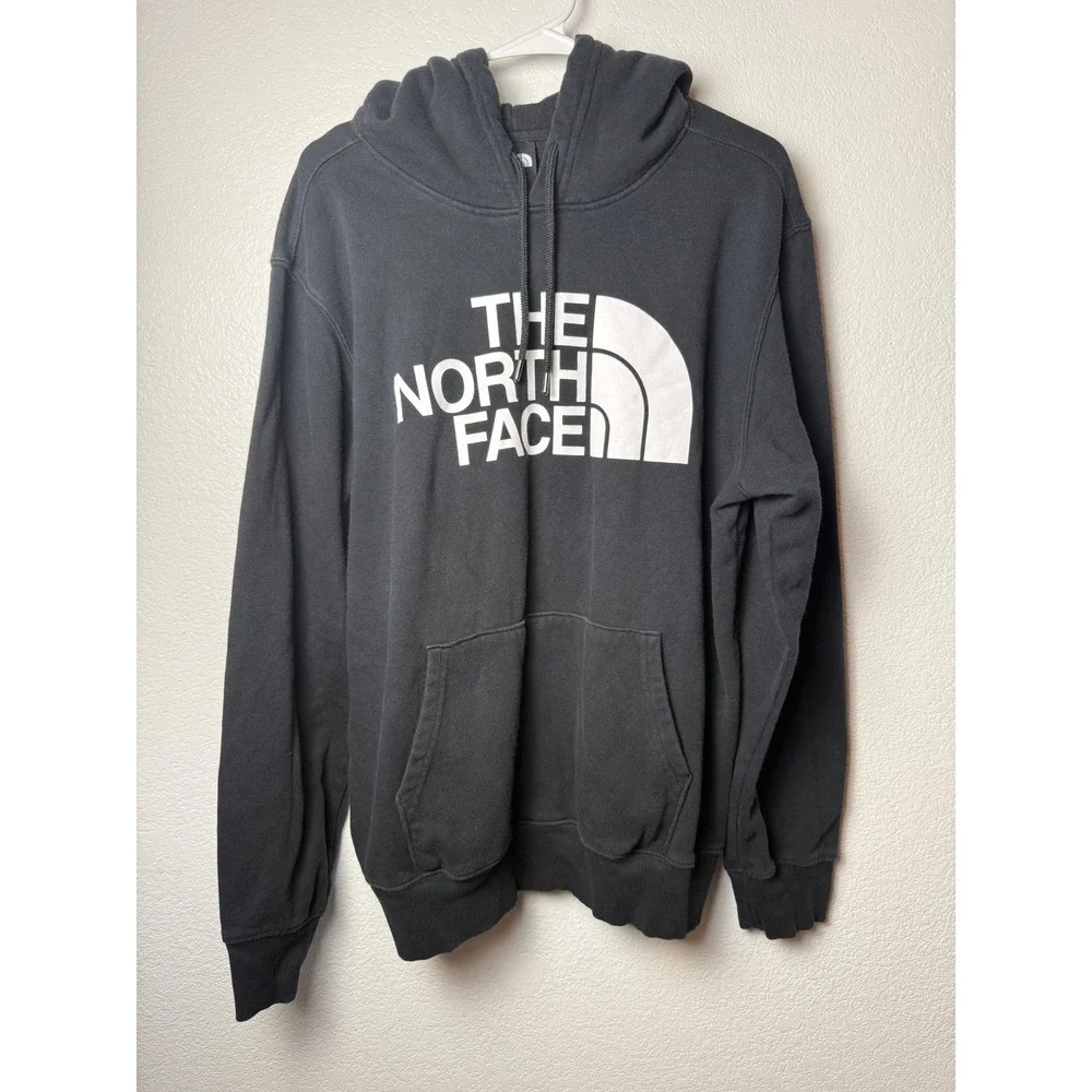 The North Face Mens Half Dome Pullover Hoodie Black White Logo Large NF0A4M4B